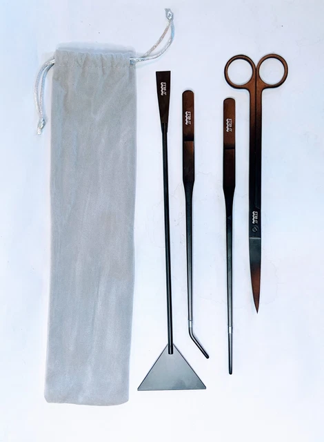 4 In 1 Black Stainless Aquascape Tool Kit Aquarium Plant Scissors Tweezers