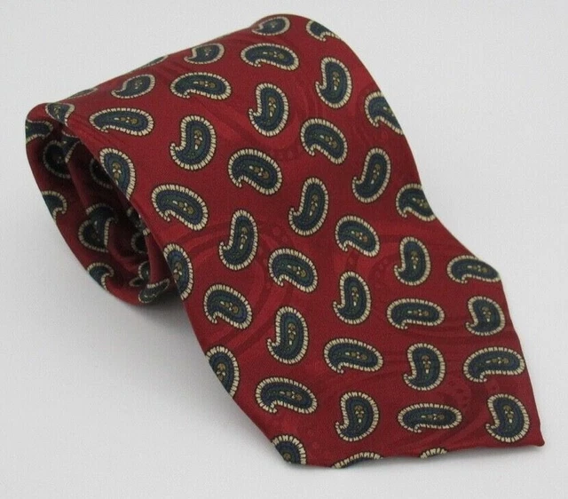 Vtg Polo Ralph Lauren Red Paisley Foulard Trad 100% Silk Men's Tie