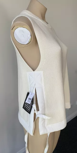 NWT Helmut Lang military Rib cotton Vest Top  sweater M ivory Open Sides