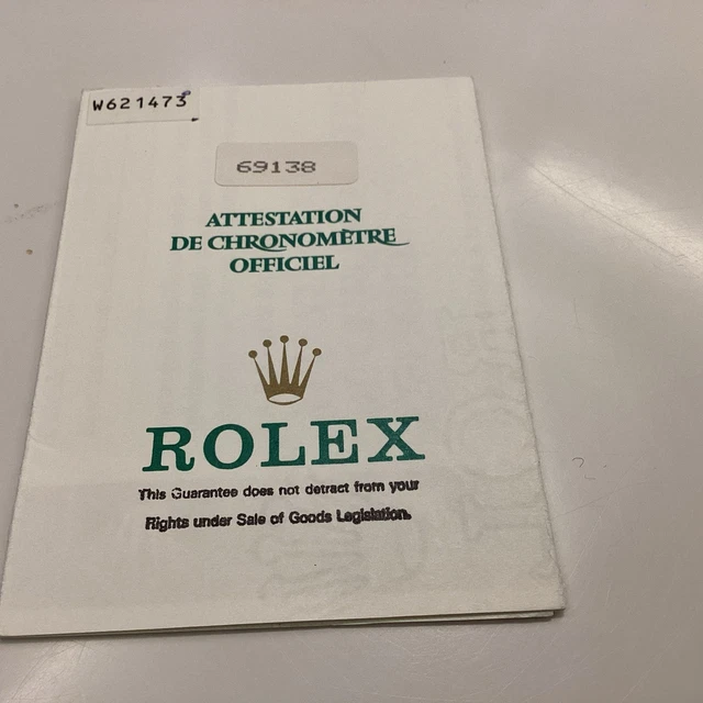 GENUINE ROLEX UNNAMED And Undated Guarantee Certificate Blank 69138 genuine-rolex-unnamed-and-undated-guarantee-certificate-blank-69138