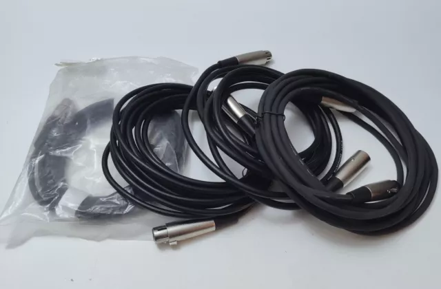 Lot Of 4 Mic Cords (Hosa, Structure, GLS, Etc.), Various Lengths, Pre Owned