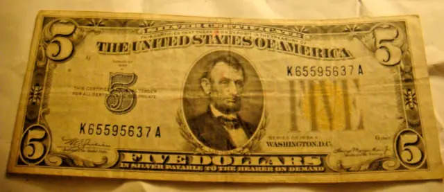 VERY NICE  1934 A $5 NORTH AFRICA Silver Certificate
