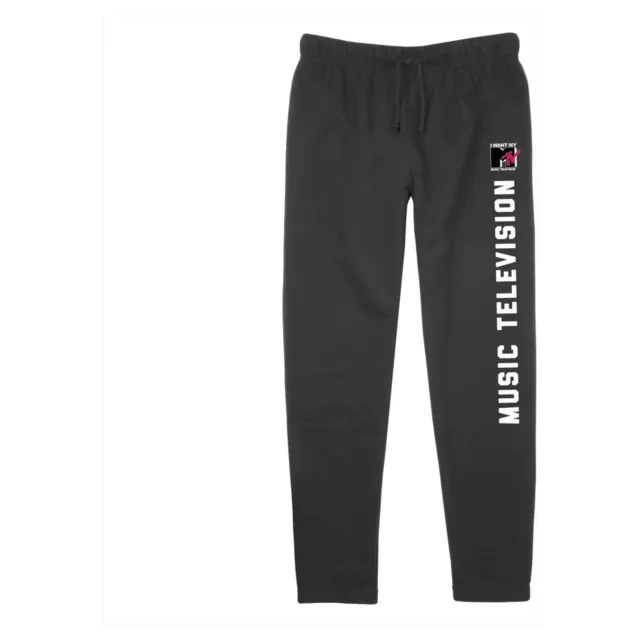 MTV Womens Joggers Sweat Pants Size XS Black Stretch Waist Logo