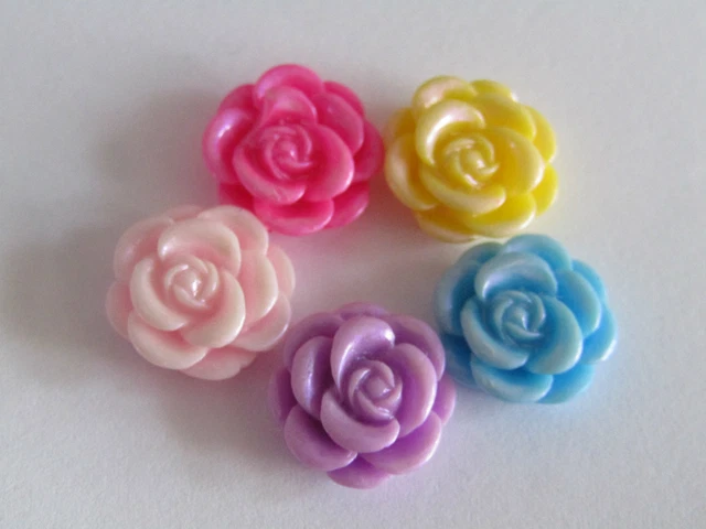 13 mm Rose Blume Harz flache Rückseite Cabochons gemischte Farben Schmuckherstellung 25 Stck.