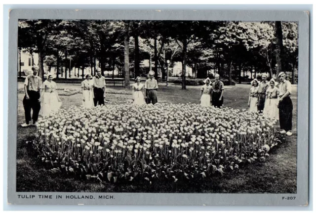 c1940 Tulip Time Garden Flower Holland Michigan MI Clear View Vintage Postcard