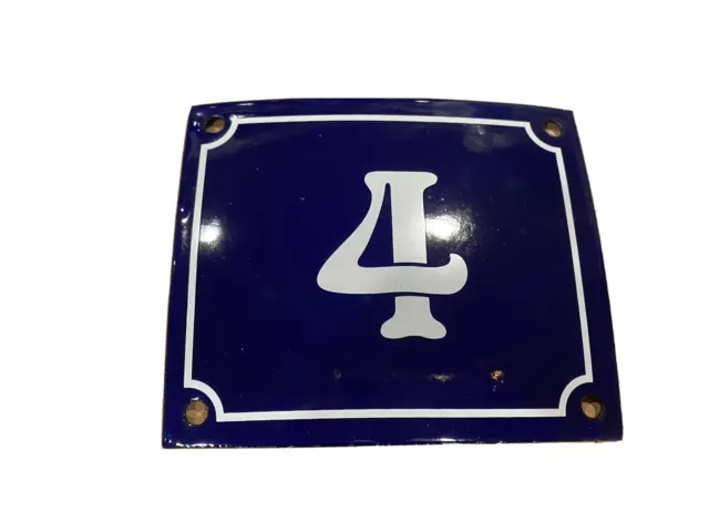 Vintage Style Blue Enamel Porcelain French House Number Door Steel Metal Sign 4