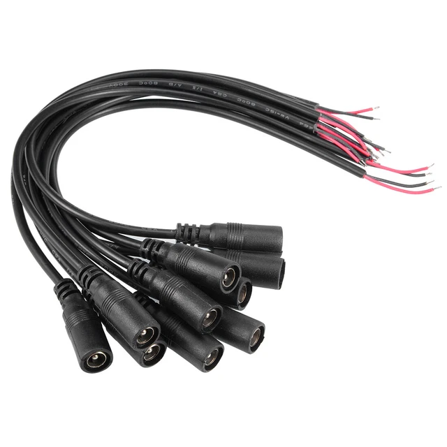 10Pcs DC Power Pigtail Cable Female Connector 27cm for CCTV Camera 2.1x5.5mm