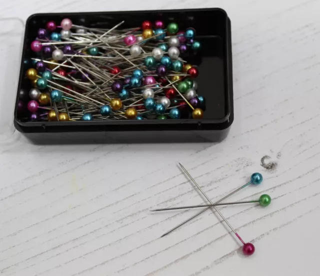 144 Pearl Head Pins 10 Coloured Options for Dressmaking Craft Sewing & Florists