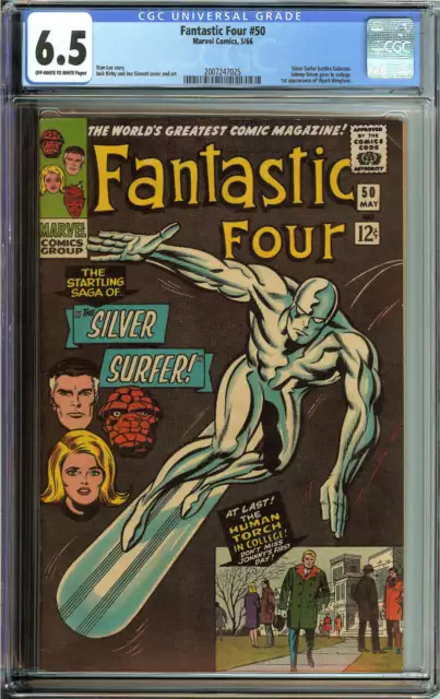 Fantastic Four #50 Cgc 6.5 Ow/Wh Pages // Silver Surfer Battles Galactus 1966