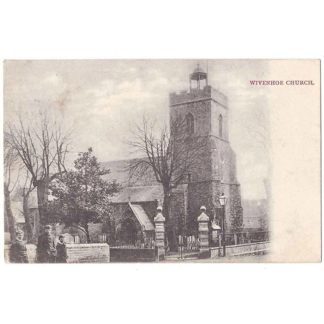 WIVENHOE Church, Essex, Old Postcard Squared Circle Postmark Colchester 1904