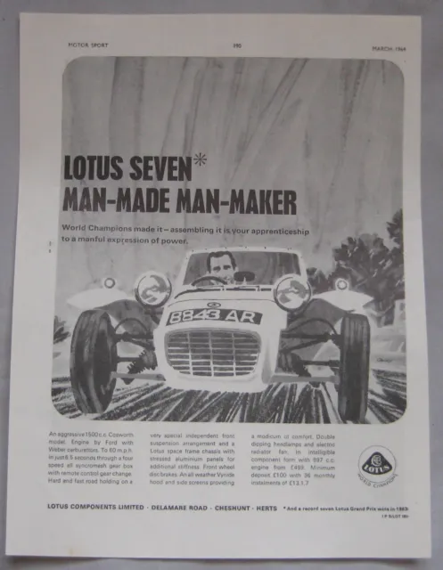 1964 Lotus Seven Original advert No.1