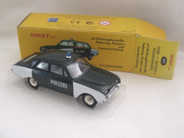 DINKY TOYS ATLAS - FORD TAUNUS Polizeiwagen -vert foncé, blanche - ref DINKY TOYS ATLAS - FORD TAUNUS Polizeiwagen -vert foncé, blanche - ref
