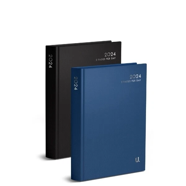 2024 DIARY A5 Two Pages Per Day Classic Hard Cover Diary Full Year ...