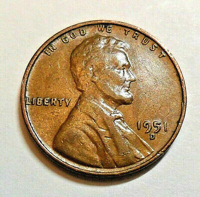 1951 D Lincoln Wheat Cent / Penny Coin   *FINE OR BETTER*  **FREE SHIPPING**