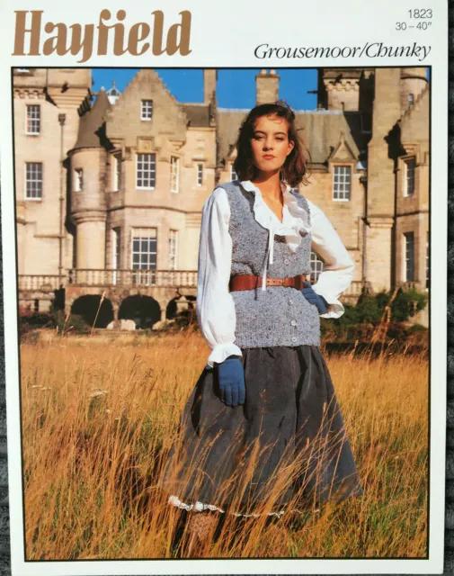 Hayfield STRICKMUSTER Damen klobige Weste - V-Ausschnitt Cardigan Vintage 1823