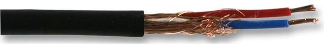 PRO POWER - 2-Core Screened Microphone Cable, 7/0.20mm, Black, 100m