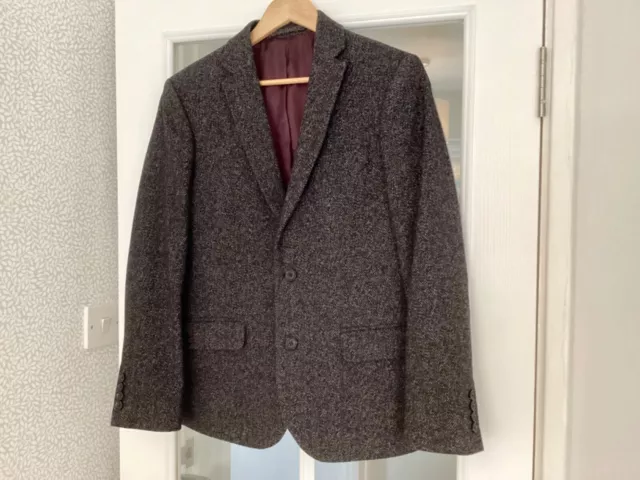 Marks And Spencer Wool Blend Tweed Jacket, Size 38" Short, Slim Fit, In V.g. Con