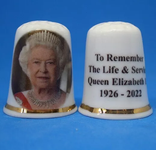 Birchcroft China Thimble --  H M Queen Elizabeth Life & Service with dome Box