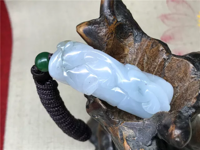 100% Chinese artisan Hand-carved Delicate natural Jadeite Beast pendant 6