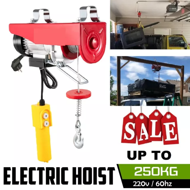 Electric Hoist 125/250KG Electric Hoist Winch Crane Rope Remote Lifting Cable Au