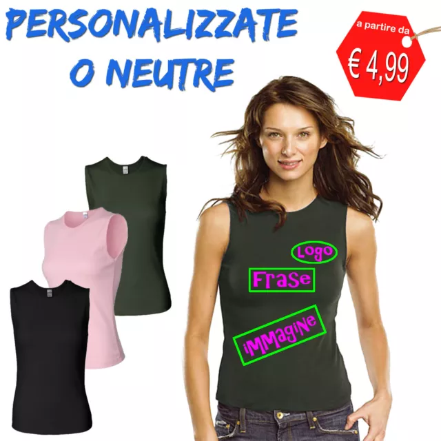Canotta T Shirt Smanicata Personalizzata Canottiera da Donna stampa multicolore