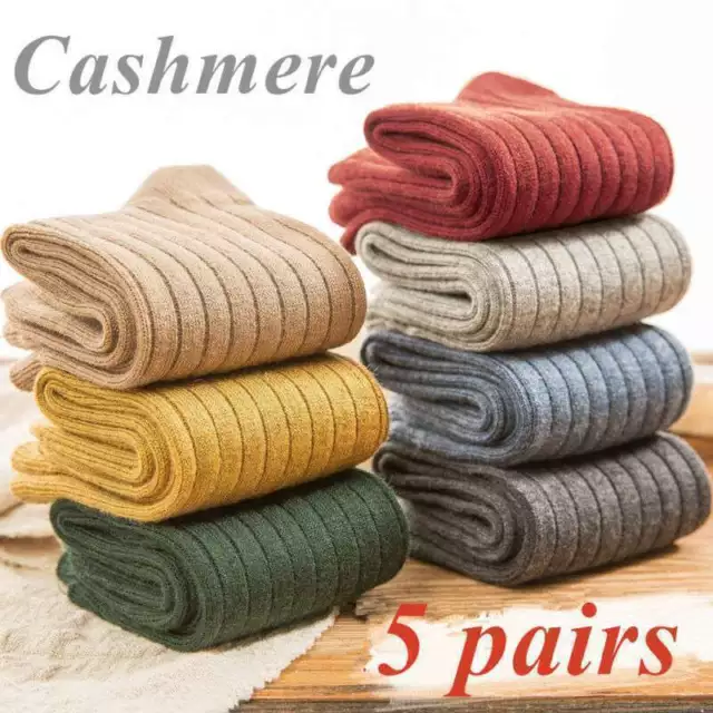 5 Pairs Women Wool Cashmere Warm Thick Solid Soft Casual Sports Winter Socks Lot