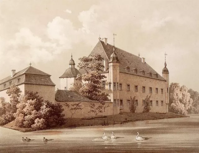 BURG FRENTZ - Düren - Duncker - Farblithografie 1877