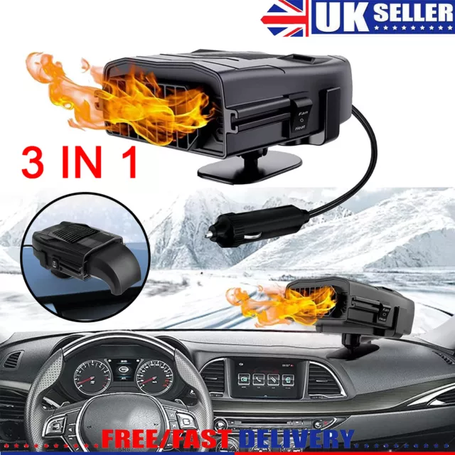 Electric Car Heater DC 12V Heating Fan Defogger Defroster Demister Portable 3in1