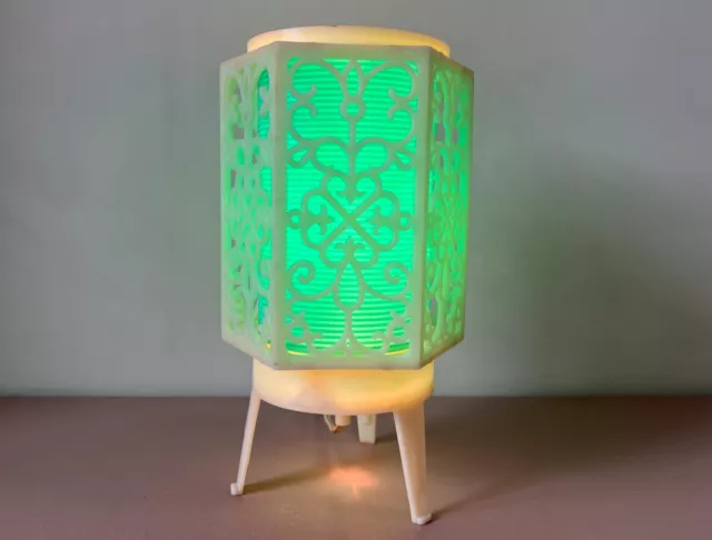 Soviet Vintage Green & White Oriental Style Night Light Table Lamp 1974 USSR