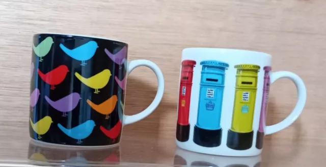 Kitchen Craft Birds, Postbox Porcelain Espresso Cups Mugs  2 x 80ml Cups Free P