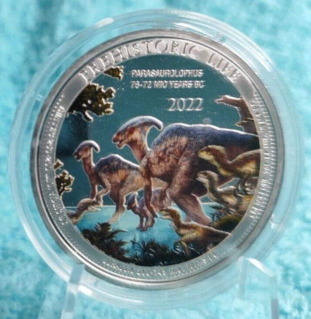 CONGO, REP. DEMOCRATICA 20 francs 2022 SILVER 1 OZ Prehistoric Life color...