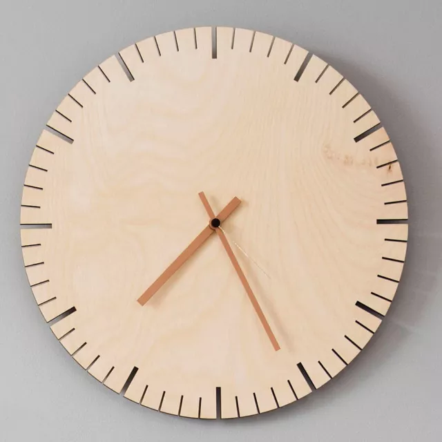 Beautiful Handcrafted Wooden Clock With Bronze Hands - Made From Birch Ply
