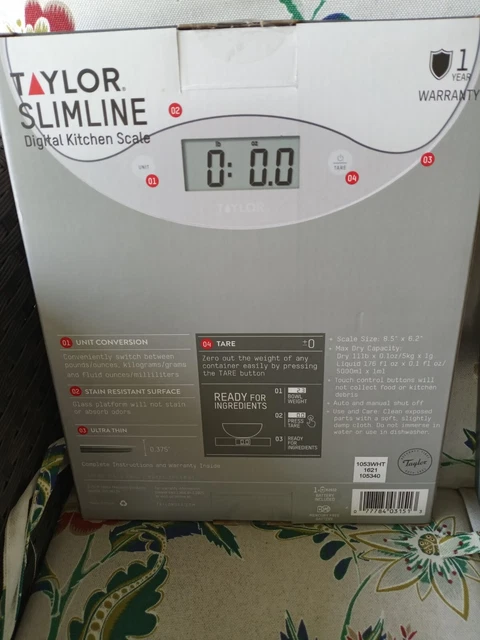 (2) Taylor Digital 11lb Glass Top Food Scales-Silver Model 1053WHT INBOX UNOPEN 2