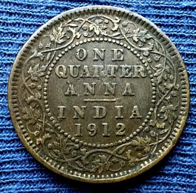 British India 1/4 Anna Coin 1912 XF      #MX229