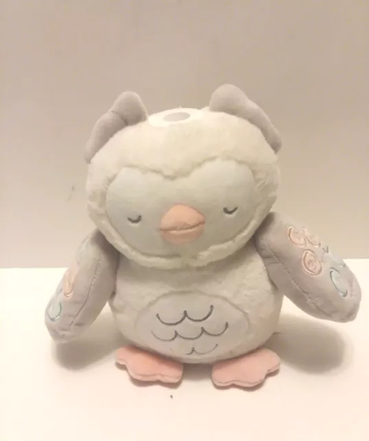 Carters Baby Owl Cream Grey Plush Soothing Sounds Projector Musical Night Light