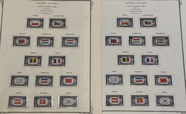 1943-1944 Mint And Used Set Of Us Stamps Overrun Countries On Album Pages #59