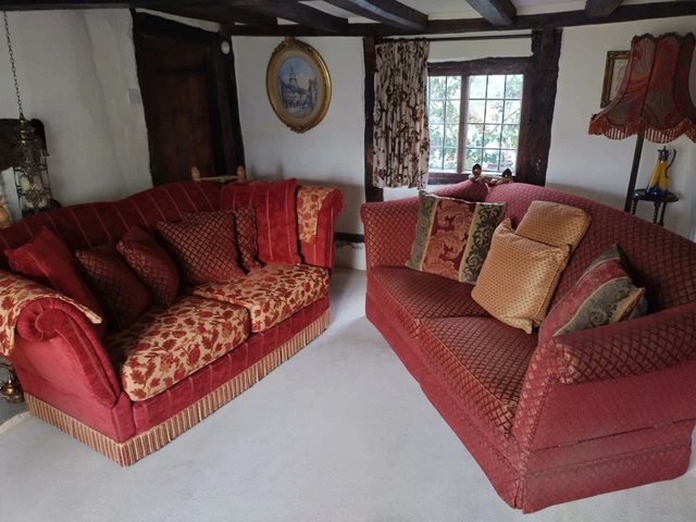 Large Antique Knowle  Drop Arm Sofa + Cushions