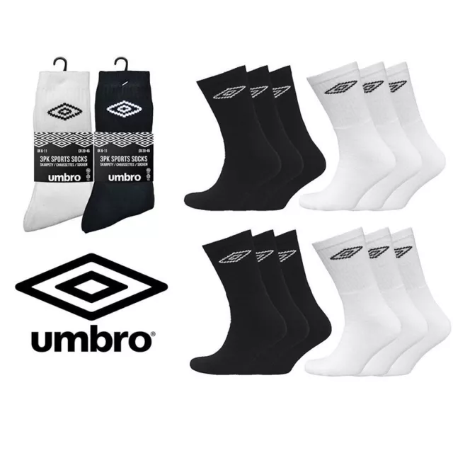 Herrensocken UMBRO 3 Paar Baumwollstiefel Damen Arbeit Sport Crew Socke weiß schwarz