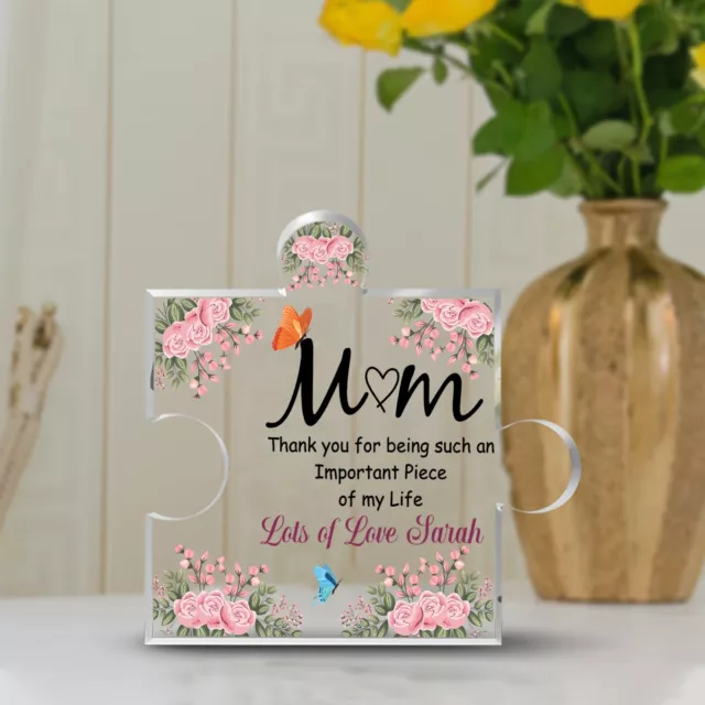 Personalised Gifts for Mum Mothers Day Acrylic Plaque Desk Puzzle Shaped Keepsak