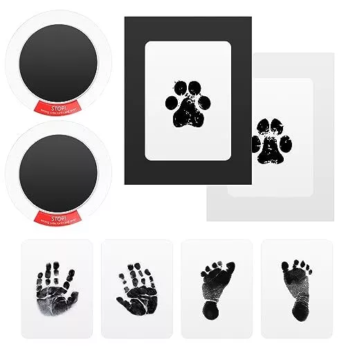 8 Stück Baby Handabdruck und Fußabdruck Set, Pfotenabdruck Set Hund und Katze...