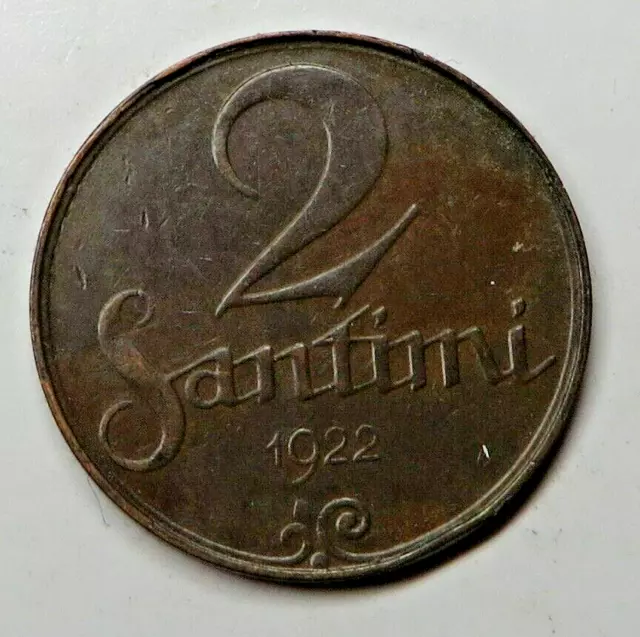 Latvia 2 Santimi 1922 Bronze KM#2