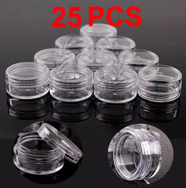 25 Piezas Plástico Cosmético Muestra Contenedor 5 Gramos Botes Pequeño Empty