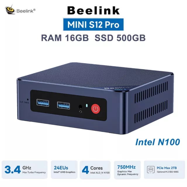 Beelink MINI S12 Pro Intel N100 Office Home Mini PC Gaming 16GB 500GB WiFi6 pc