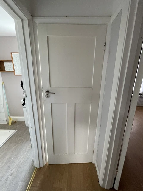 9 x Reclaimed 1930/40’s  Painted Pitch Pine 1 Over 2 Panel Internal Doors