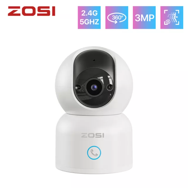 ZOSI 360° 3MP WLAN Überwachungskamera 2,4/5GHz Audio Baby Kamera Auto Tracking