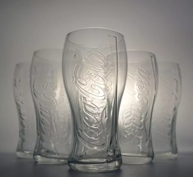 Coca Cola 6 Stück Gläser Coke Softdrinkglas Softgetränk Glas Reliefglas Bar NEU