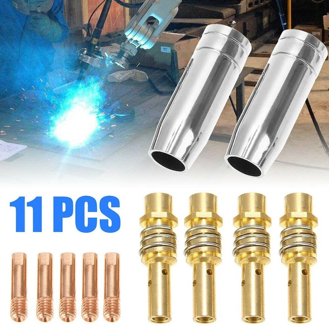 Complete Welding Torch Nozzle and Contact Tip Kit for MIG/MAG Welders (11Pcs)