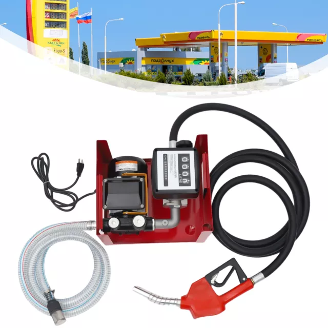 60 l/min Electric Oil Fuel Diesel Transfer Pump w/ Meter 2/4m Hoses + Nozzle