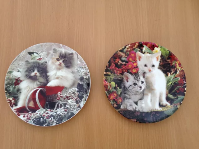 Royal Worcester Cat Kitten Plates Plate x 2