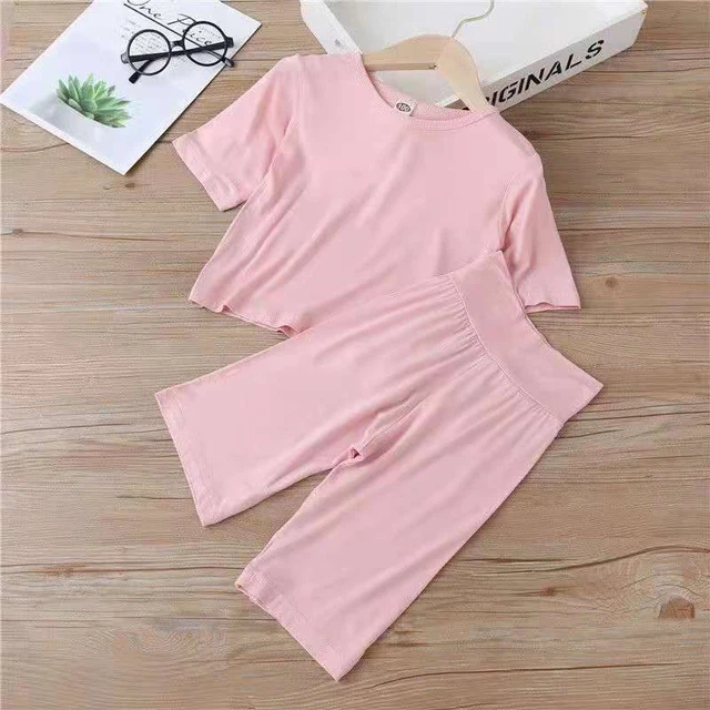 Estate Modale Lungo Johns per Bambini e Set Pigiama Abiti Casa Abbigliamento 10